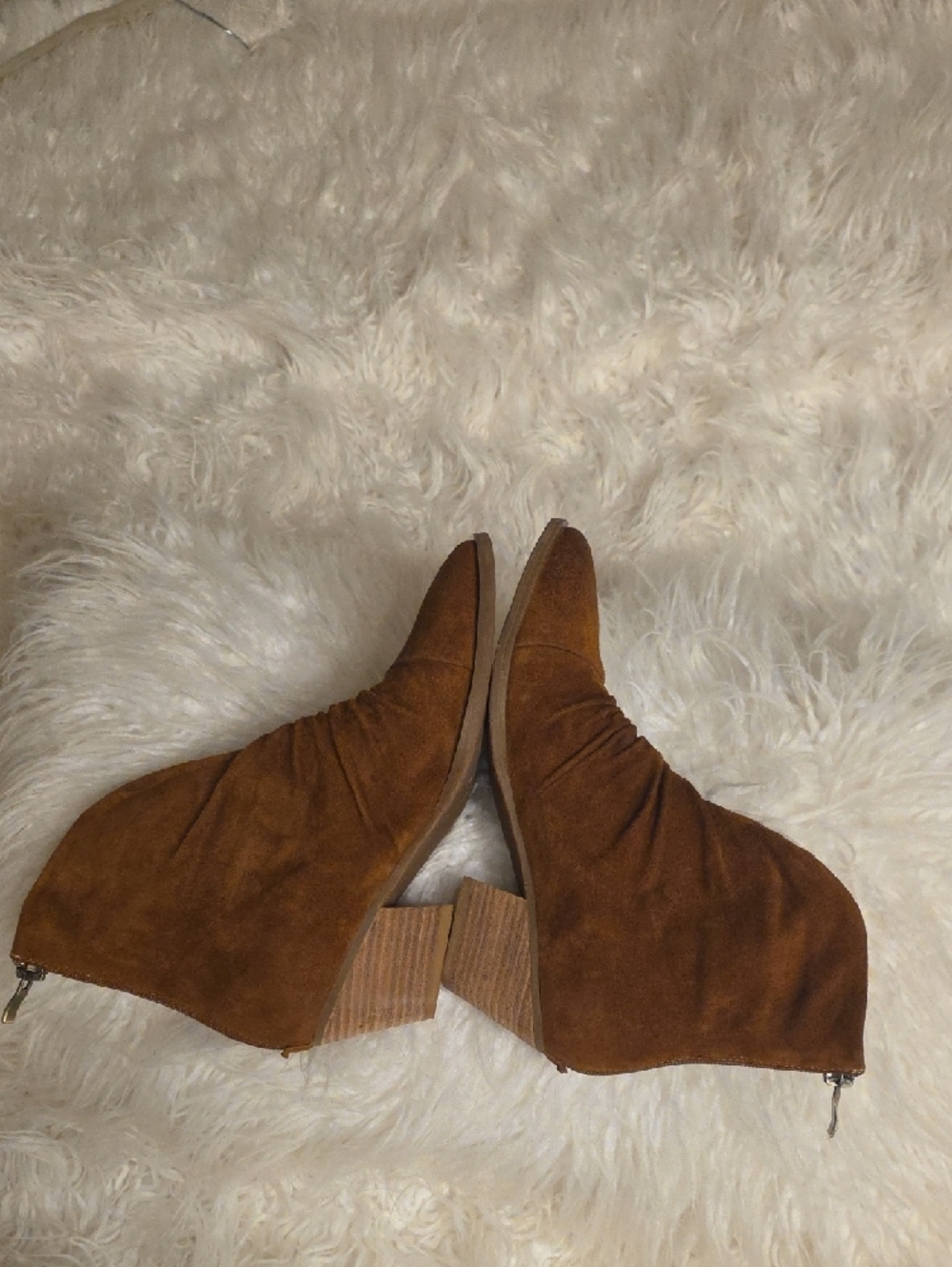 Antelope Brown Suede Ruffled Ankle Bootie Size 38 EU 2.5 Inches Heel NWOT - Picture 9 of 15